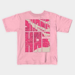 Shanghai, China City Map Typography - Blossom Kids T-Shirt